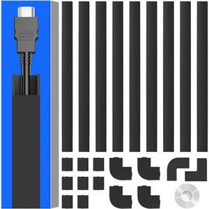 142in Cord Cover, Paintable Wire Channel - 9X L15.7in, W0.59in, H0.4in, Black